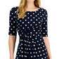 Connected Women's Dot Print Side Tab Sheath Dress Blue Size 6Petite