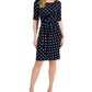 Connected Women's Dot Print Side Tab Sheath Dress Blue Size 6Petite