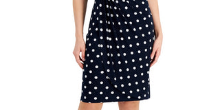 Connected Women's Dot Print Side Tab Sheath Dress Blue Size 6Petite