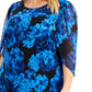 Connected Women's Printed Sheer Sleeve Dress Blue Size 16W