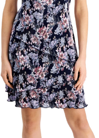 Connected Women's Pleated Printed Tiered Sheath Dress Pink Size 6