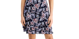 Connected Women's Pleated Printed Tiered Sheath Dress Pink Size 6