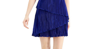 Connected Women's Tiered Pleated Sheath Dress Blue Size 12Petite