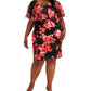 Connected Women's Floral Popover Sheath Dress Orange Size 22W