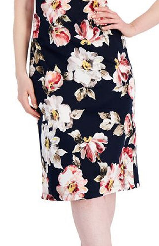 Connected Women's Floral Print Midi Dress Blue Size 10