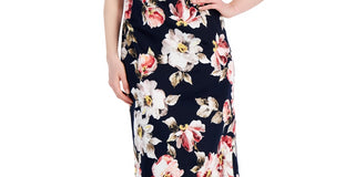 Connected Women's Floral Print Midi Dress Blue Size 10