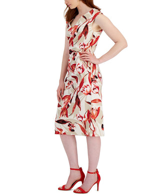 Connected Women's Floral Print Midi Dress Brown Size 6