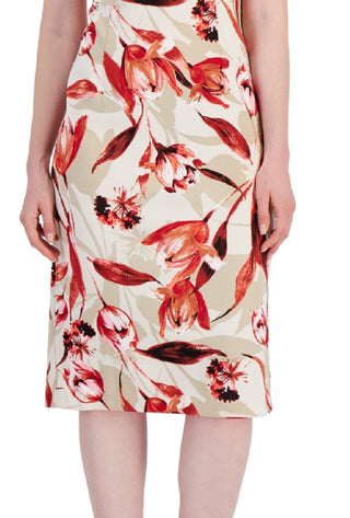 Connected Women's Floral Print Midi Dress Brown Size 10