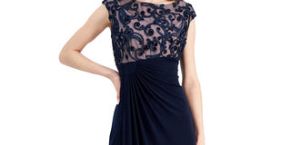 Connected Women's Soutache Bodice Cocktail Dress Blue Size 4