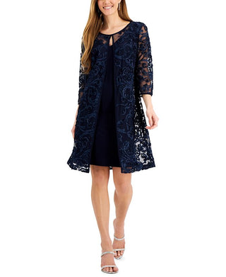 Connected Women's Soutache Jacket Dress Blue Size 8