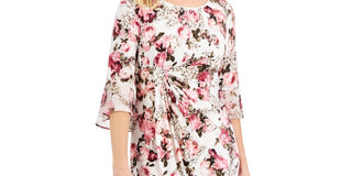 Connected Women's 3/4 Sleeve Sheath Dress Pink Size 12Petite