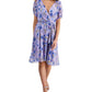 Connected Women's Printed Chiffon Twist Sleeve Fit & Flare Dress Purple Size 6