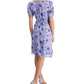 Connected Women's Printed Chiffon Twist Sleeve Fit & Flare Dress Purple Size 6