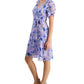 Connected Women's Printed Chiffon Twist Sleeve Fit & Flare Dress Purple Size 6