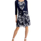 Connected Women's 2 Pc Printed Chiffon Jacket Dress Blue Size 12