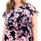Connected Women's Floral Print Popover Midi Dress Pink Size 24W