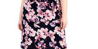 Connected Women's Floral Print Popover Midi Dress Pink Size 24W