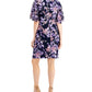 Connected Women's Short Sleeve Tiered Sheath Dress Blue Size 10Petite