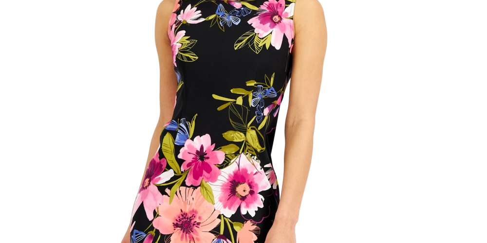 Connected Women's Floral Sheath Dress Pink Size 4Petite