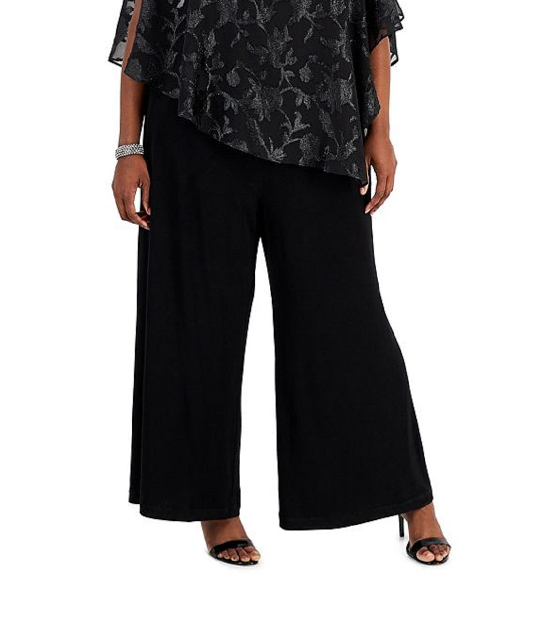Connected Women's Asymmetrical Overlay Jumpsuit Black Size 18W