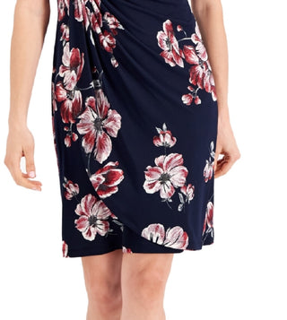 Connected Women's Cap Sleeve Side Tab Sheath Dress Blue Size 4Petite