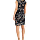 Connected Women's Floral Cap Sleeve Sheath Dress Black Size 14Petite