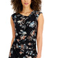 Connected Women's Floral Cap Sleeve Sheath Dress Black Size 14Petite