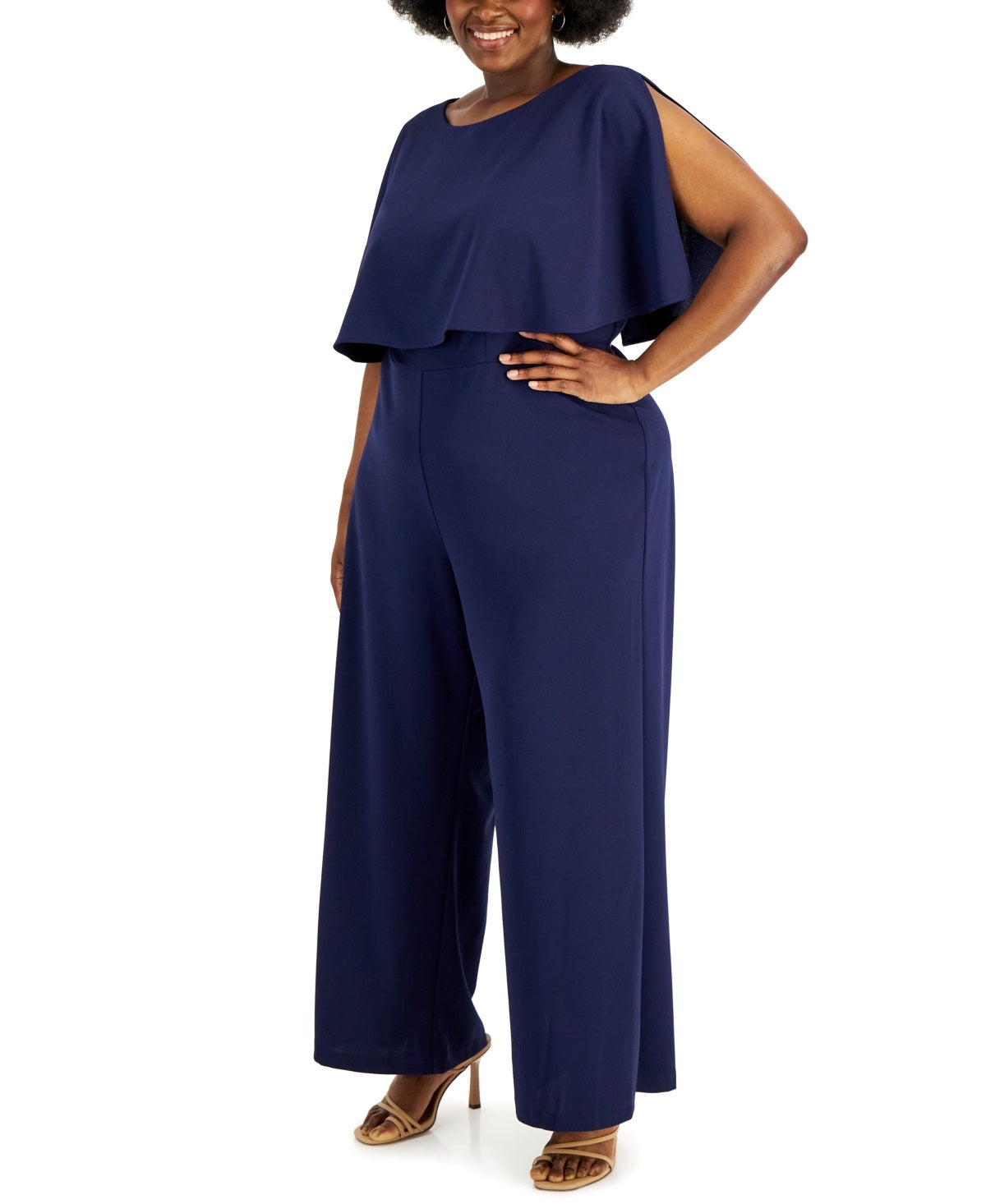 Connected Women's Popover Jumpsuit Blue Size 24W