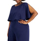 Connected Women's Popover Jumpsuit Blue Size 24W
