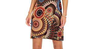Connected Women's Printed Side Ring Dress Brown Size 12Petite