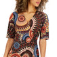 Connected Women's Printed Side Ring Dress Brown Size 14Petite