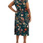 Connected Women's Printed Cowlneck Midi Dress Green Size 22W