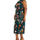 Connected Women's Printed Cowlneck Midi Dress Green Size 22W
