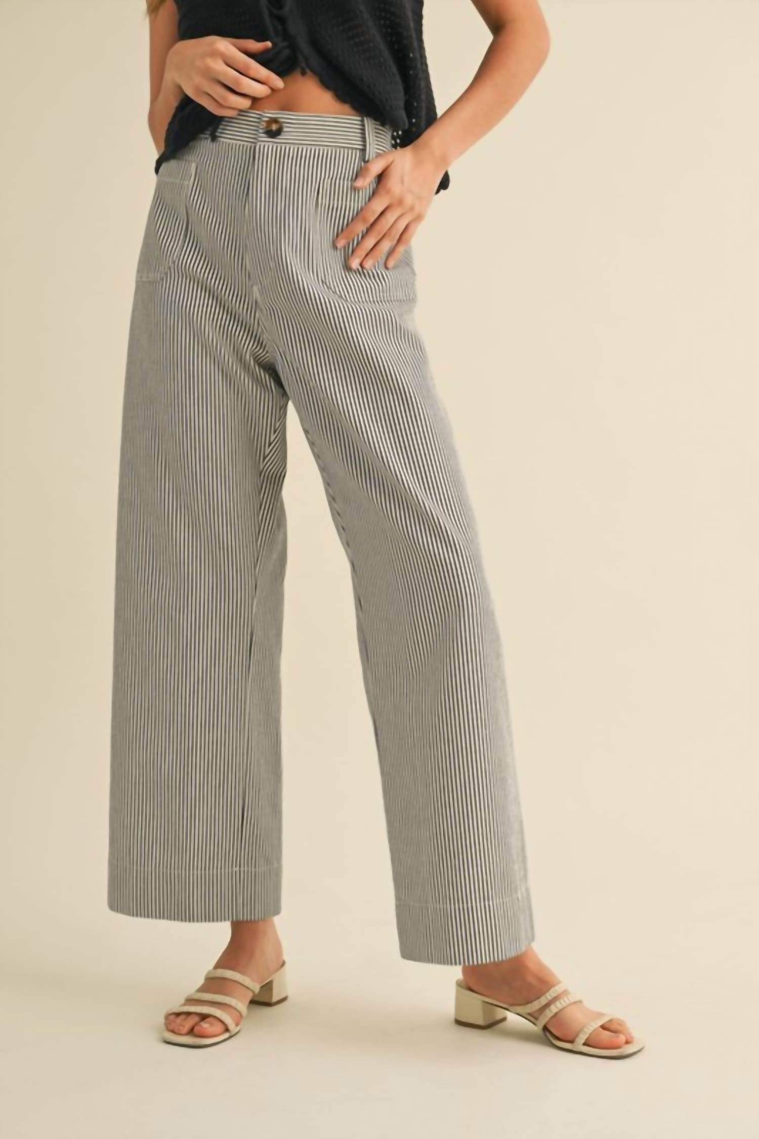 &Merci - Striped High Waist Cropped Pants