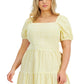 And Now This Women's Cotton Tiered Dress Yellow Size 3X
