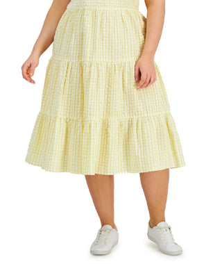 And Now This Women's Cotton Tiered Dress Yellow Size 3X