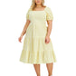 And Now This Women's Cotton Tiered Dress Yellow Size 3X