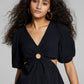And Now This Women's Keyhole Cotton Mini Dress Black Size Medium