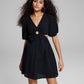And Now This Women's Keyhole Cotton Mini Dress Black Size XL