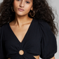 And Now This Women's Keyhole Cotton Mini Dress Black Size XL