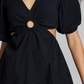 And Now This Women's Keyhole Cotton Mini Dress Black Size XL