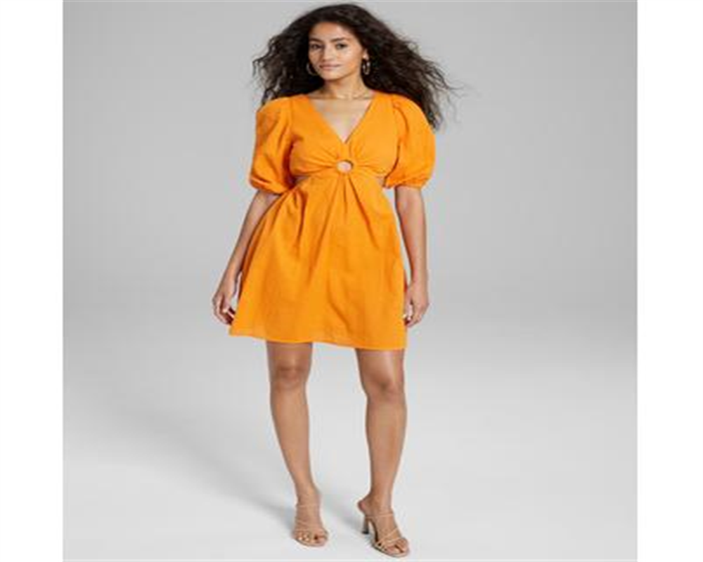 And Now This Women's Keyhole Cotton Mini Dress Orange Size S