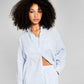And Now This Women's Cotton Oversized Shirt Blue Size Medium