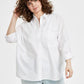 And Now This Women's Cotton Oversized Shirt White Size 0X