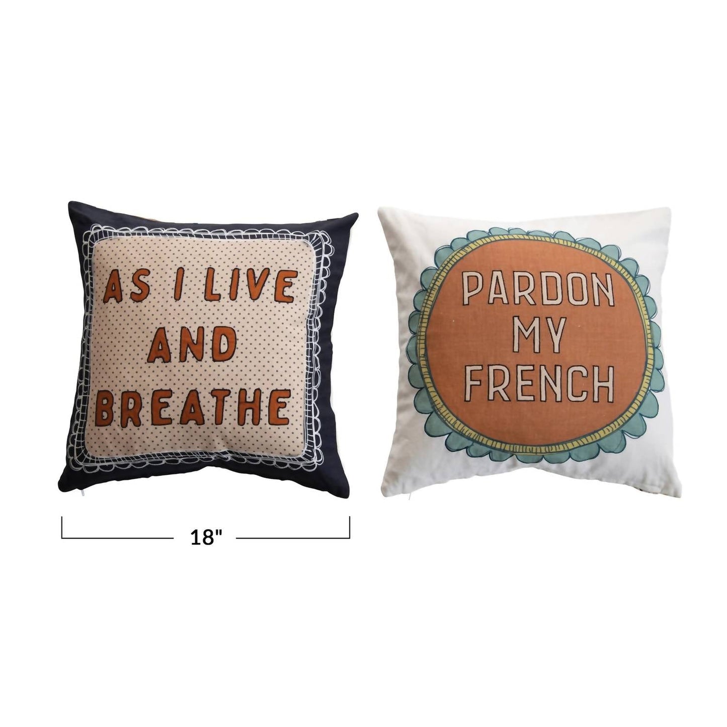 Creative Co-Op - Embroidered Printed Pillow With Saying