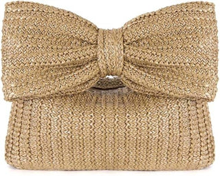 Little Trendy - Women's Bow Straw Handbag