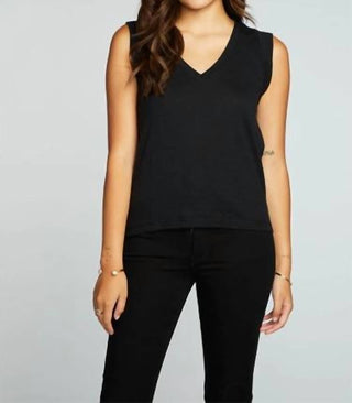 Chaser - GAUZE JERSEY ROLLED ARMHOLE V NECK MUSCLE TANK