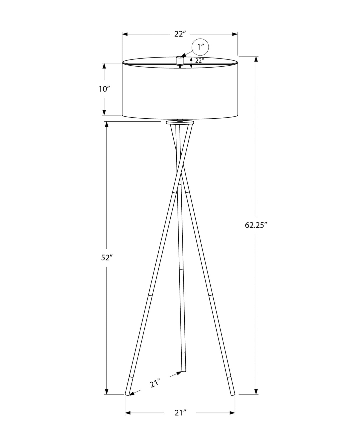 8th Street Black Metal Floor Lamp with Ivory Fabric Shade