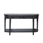 59.2in Black Carved Wooden Console Table with Lower Storage Shelf and Drawers