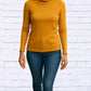 B Flawless - Ribbed Brushed Hacci Cowl Turtleneck Long Sleeve Top